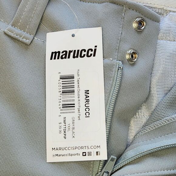 Marucci Gray Baseball Pants Youth XXL Tapered Double Knit Piped Black NWT - Picture 3 of 10